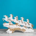 Resin 7 Running Horse Statue ( white )