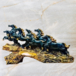 Resin 7 Running Horse Statue ( Black )