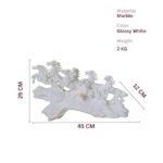 7 Running Horses Statue, Glossy White Horses on Wave Base, 45 cm - Image 3