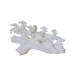 7 Running Horses Statue, Glossy White Horses on Wave Base, 45 cm - Image 2