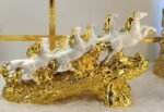 Decorative White 7 Horses Figurine with Gold Base, Luxury Home Decor Statue - Image 3