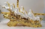 Decorative White 7 Horses Figurine with Gold Base, Luxury Home Decor Statue - Image 4