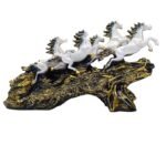Resin 7 Running Horse Statue ( White ,Gold ) - Image 3