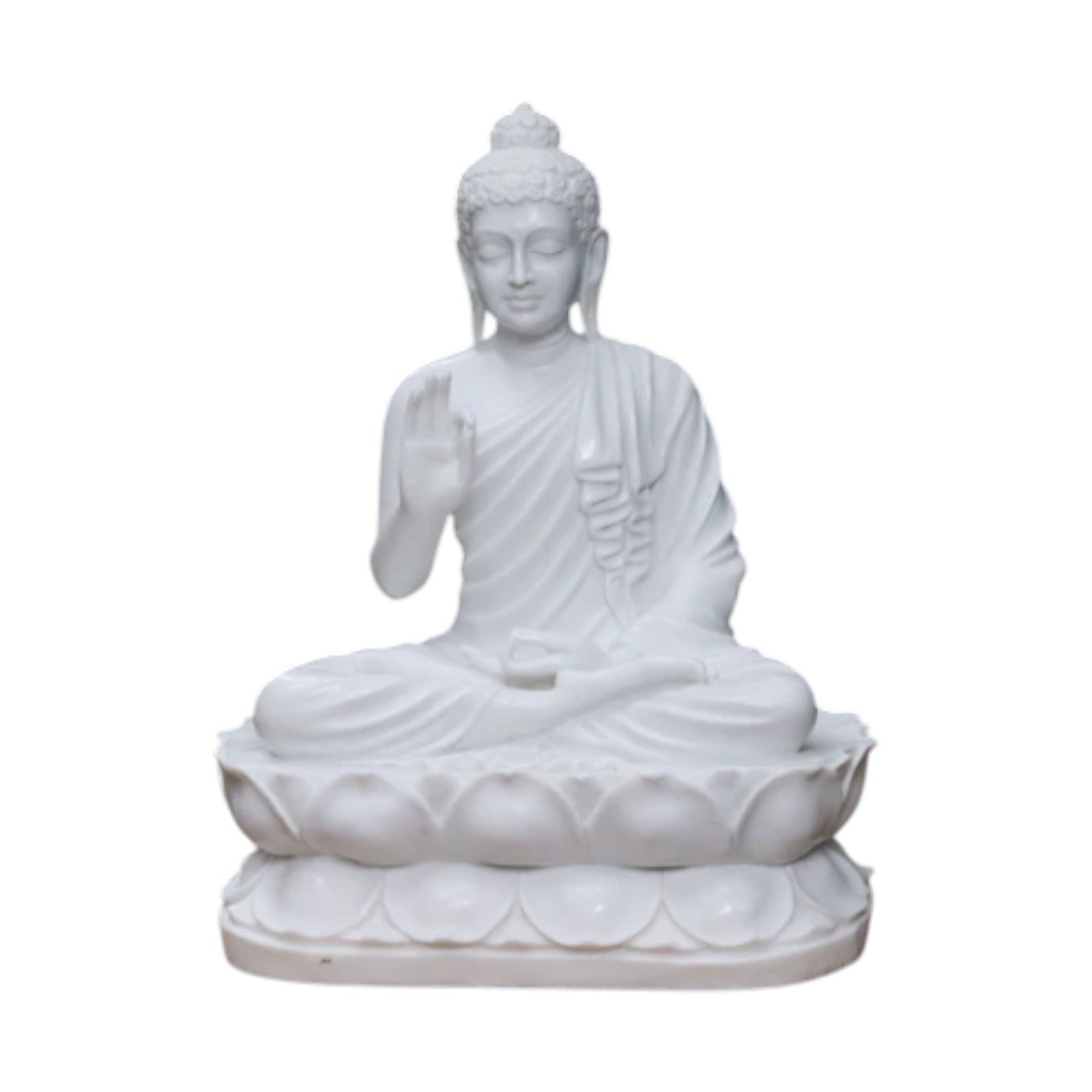 0f2534b7-d4fc-456a-8fbf-bd6b1a180f54 (1) Meditating Buddha 24" Inches Height - Big Size (White) - Image 1