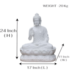 Meditating Buddha 24" Inches Height - Big Size (White) - Image 2