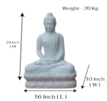 Meditating Buddha Showpiece Murti - 24" Inches Height - Big Size (White) - Image 2
