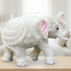 White Elephant Statue Trunk Up ( 8 x 10.5 inch)