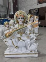 Marble Dust Goddess Saraswati Idol 12 Inch Decorative Statue for Home Temple - Image 3