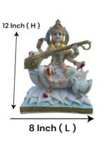 Goddess Saraswati Idol – 12-Inch Cultured Marble Figure for Wisdom and Education - Image 2