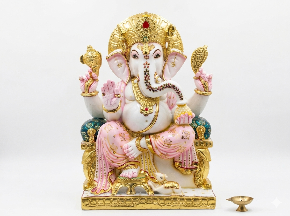 Gemini_Generated_Image_gikm1qgikm1qgikm Ganesha Statue Sitting 24 inches Marble Ganapati Idol Large - Image 1